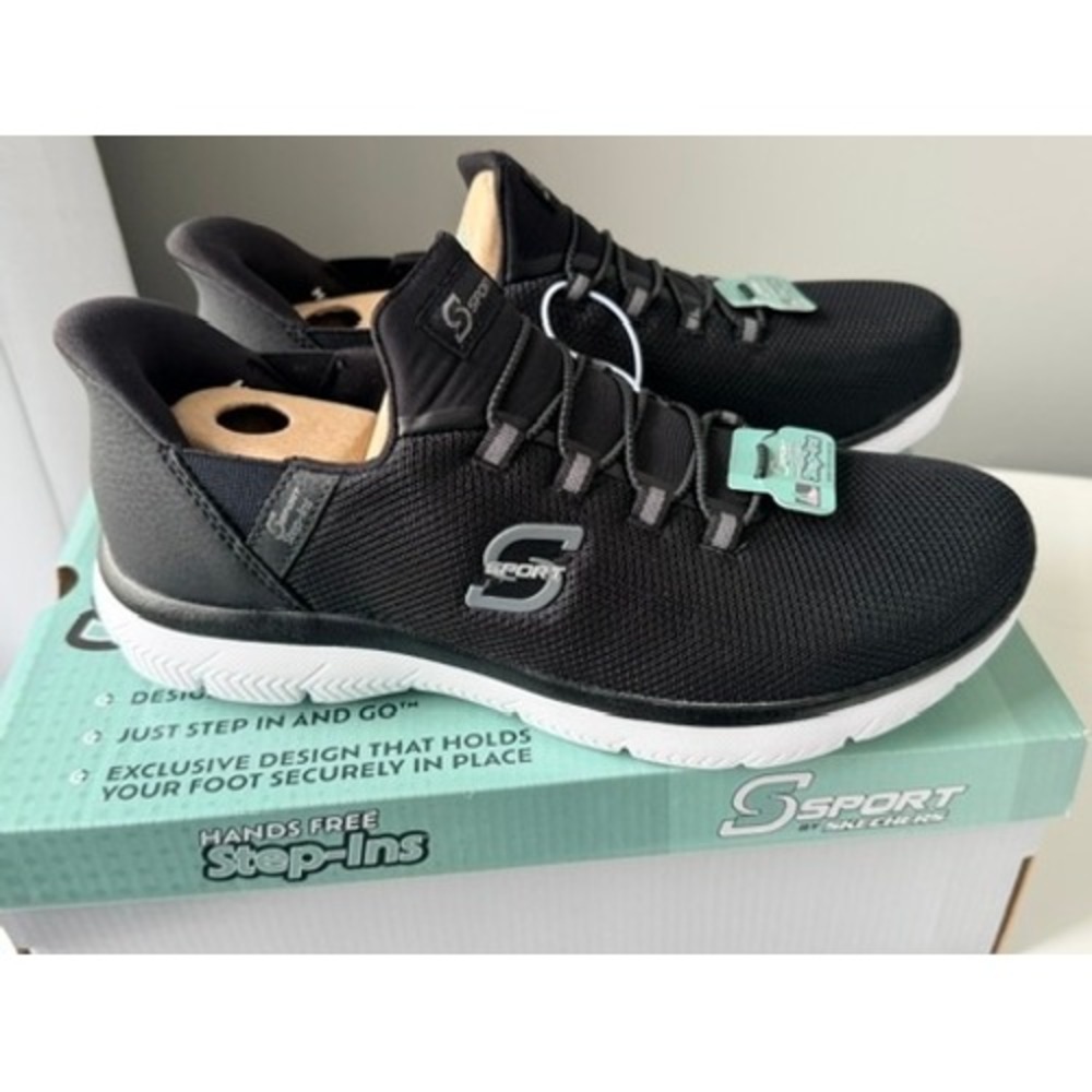 S Sport by Skechers Hands Free Step-Ins Mens 8 Black NEW Memory Foam Sneakers